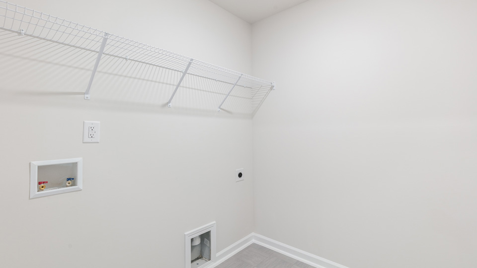 Laundry room with wire shelving