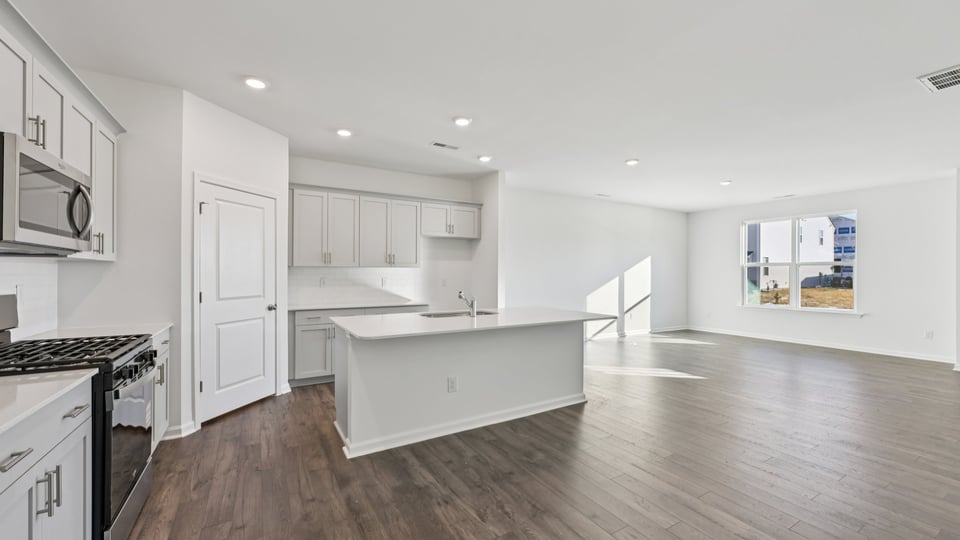 Kitchen with stainless-steel appliances
