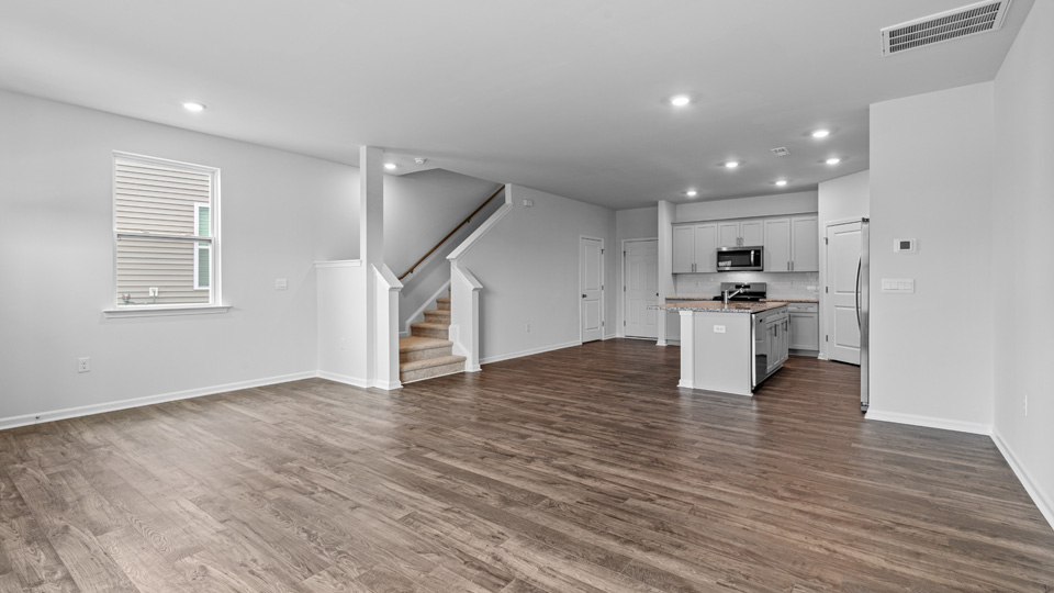 Living area with revwood flooring