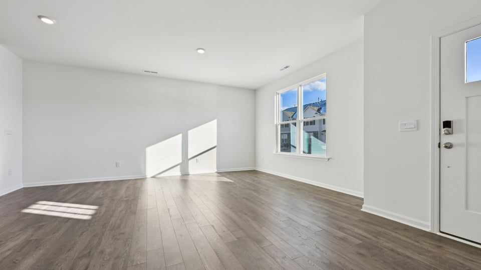 Open-concept living and dining area
