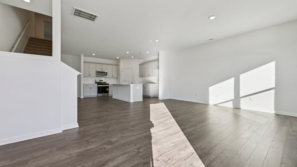 Open-concept living and dining area