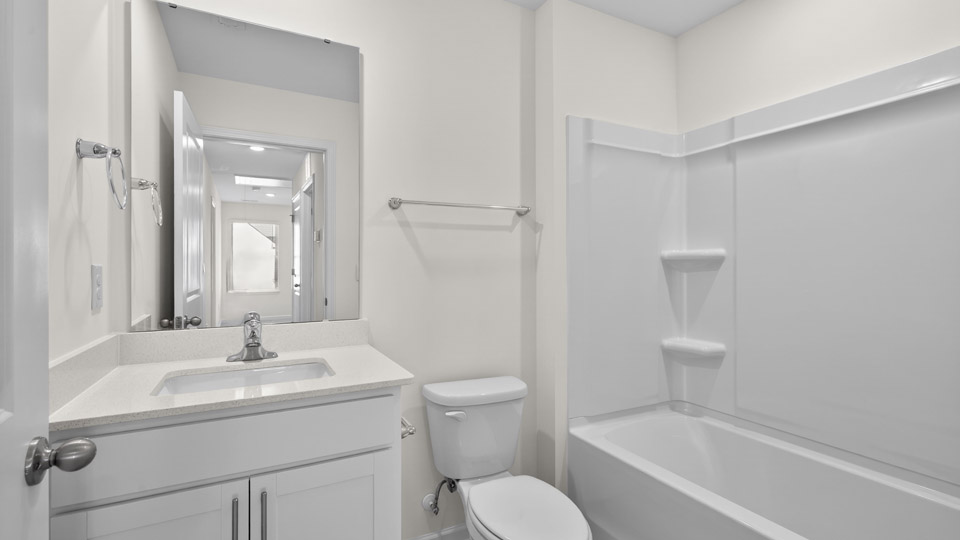 Bathroom with single sink and tub