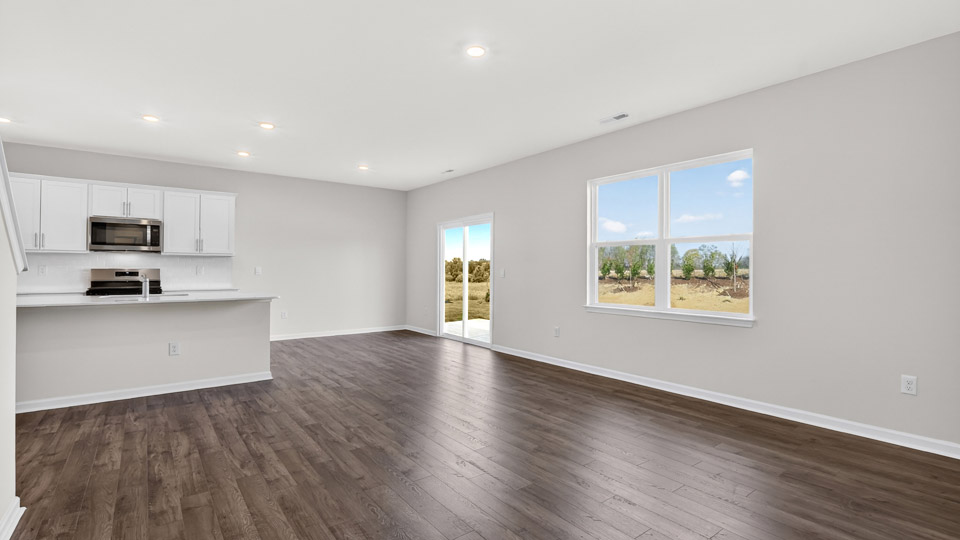 Open-concept living room and dining area