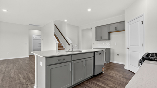 kitchen island overlooking family room