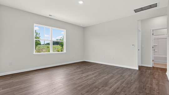 living room with revwood flooring