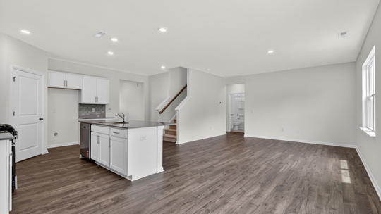 open concept kitchen and living room