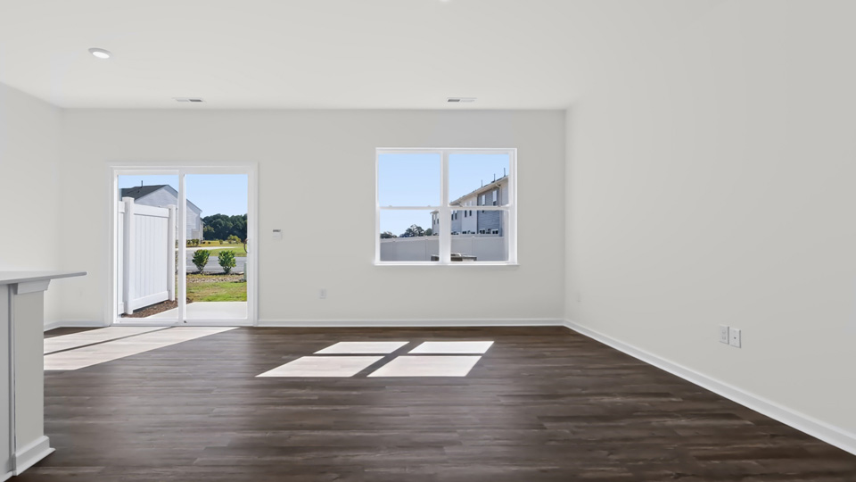 living room overlooked by kitchen