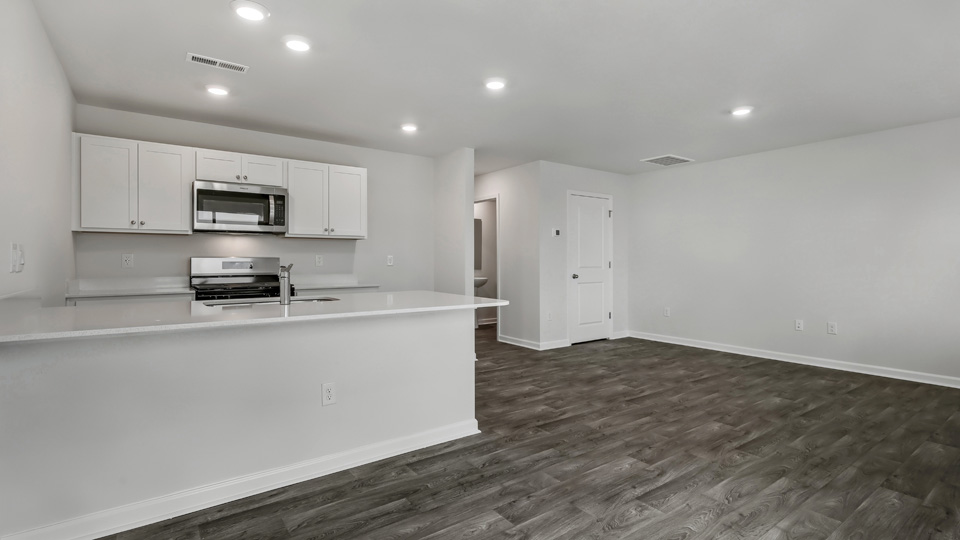 DINING ROOM, KITCHEN, AND LIVING ROOM