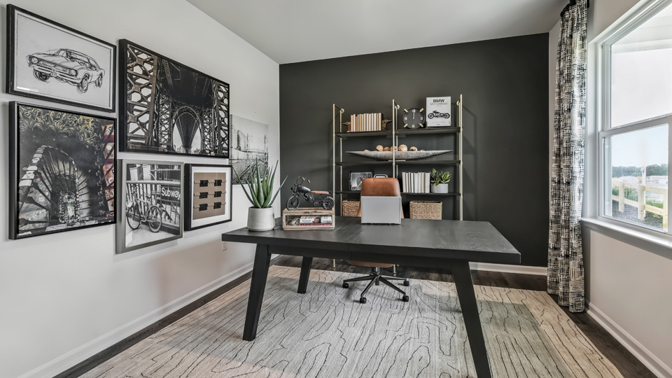 study with natural lighting and revwood flooring