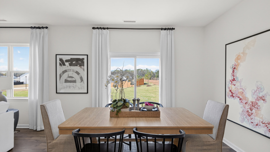 breakfast area next to sliding glass doors
