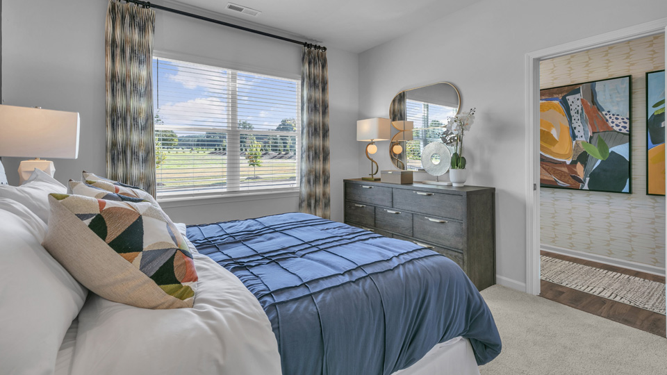 Bedroom with carpet flooring