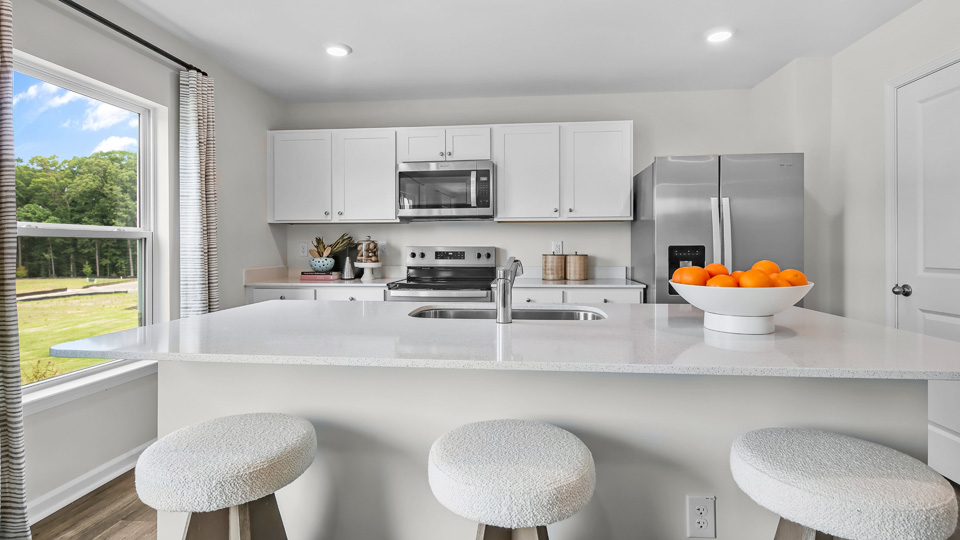Kitchen with white cabinets