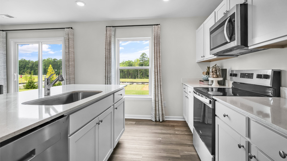 Kitchen with white cabinets