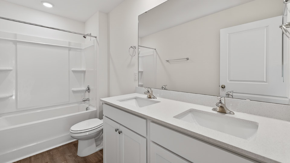 Bathroom with single sink and tub