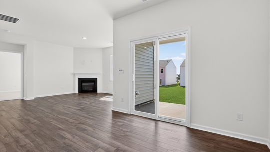 open concept dining area with sliding glass doors