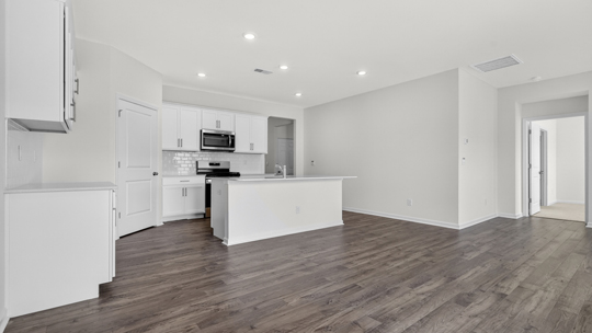 open concept kitchen overlooking living room