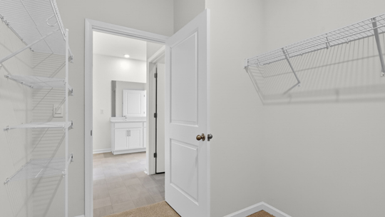 walkin closet with wire shelving