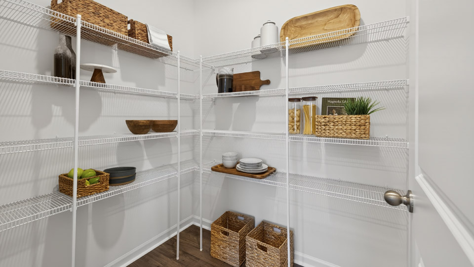 walkin pantry with wire shelving