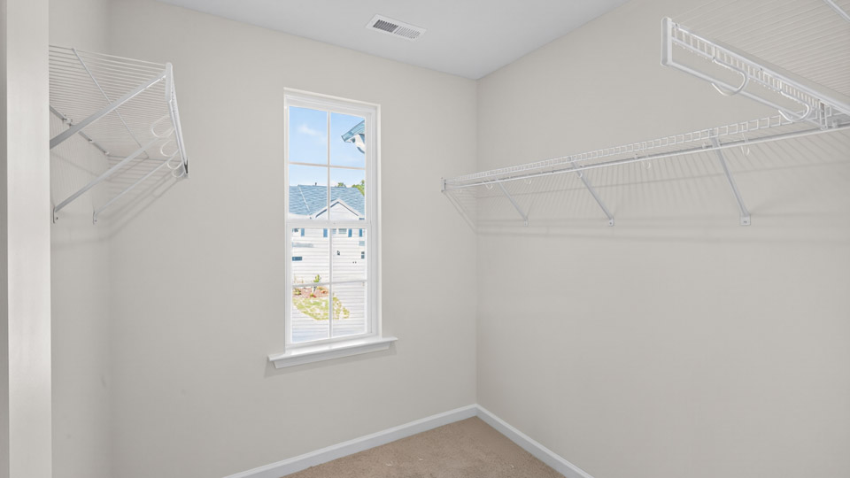 walk-in closet with wire shelving and window for natural lighting