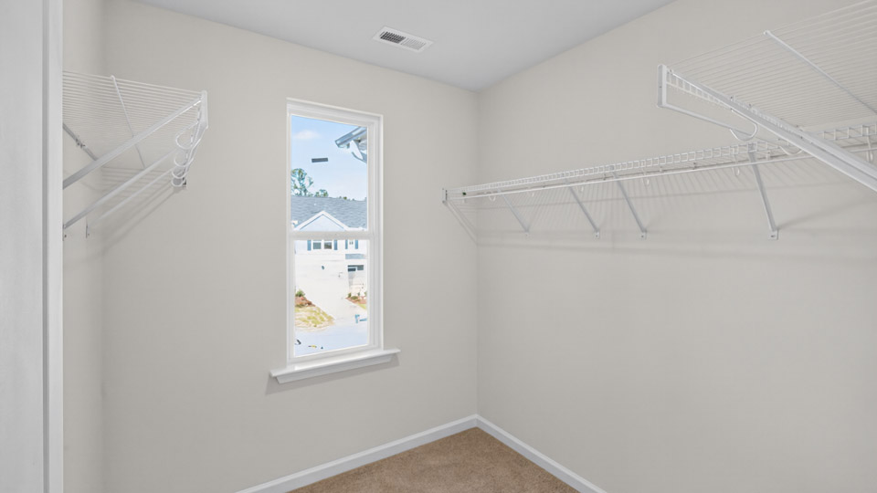 walk-in closet with wire shelving and window for natural lighting