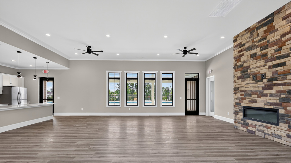 clubhouse common area with fireplace