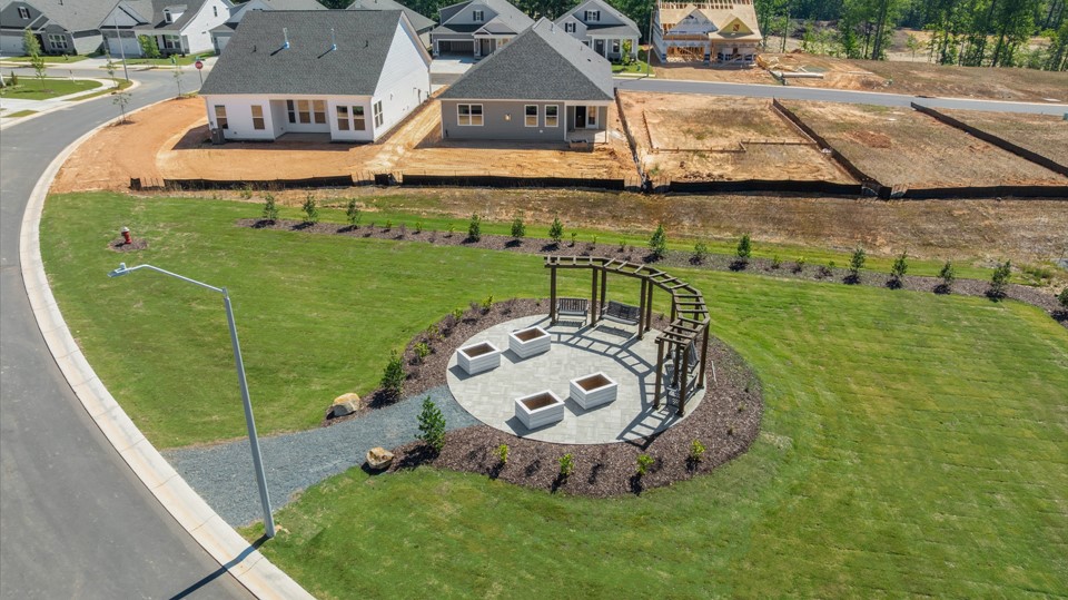 aerial photo of gathering garden