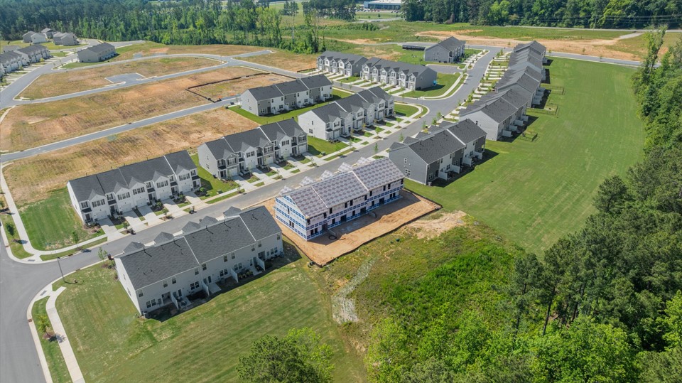 aerial photo of townhomes