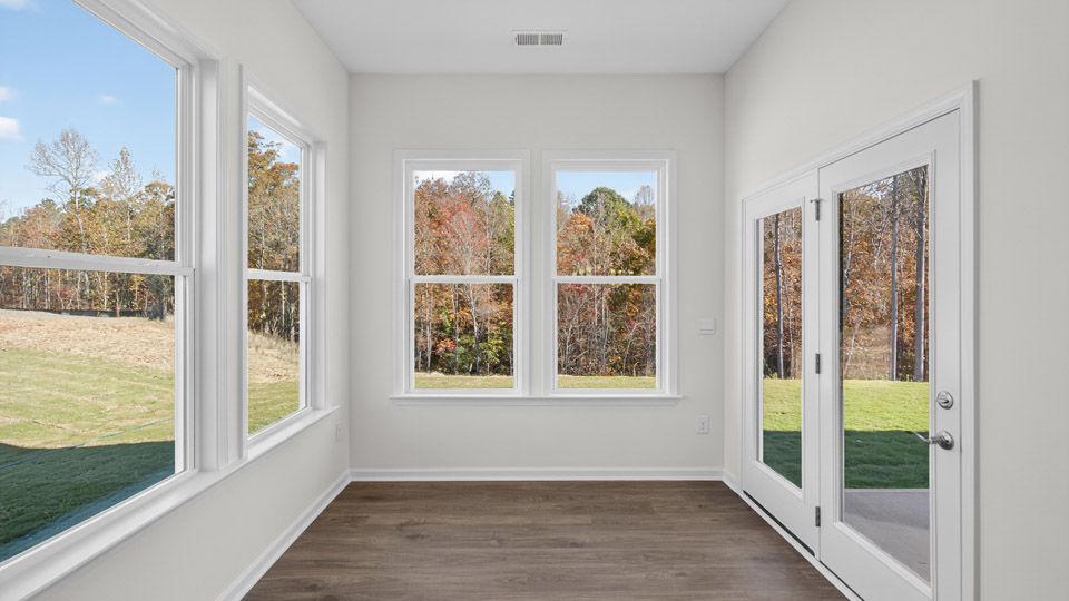 Dining area with revwood flooring