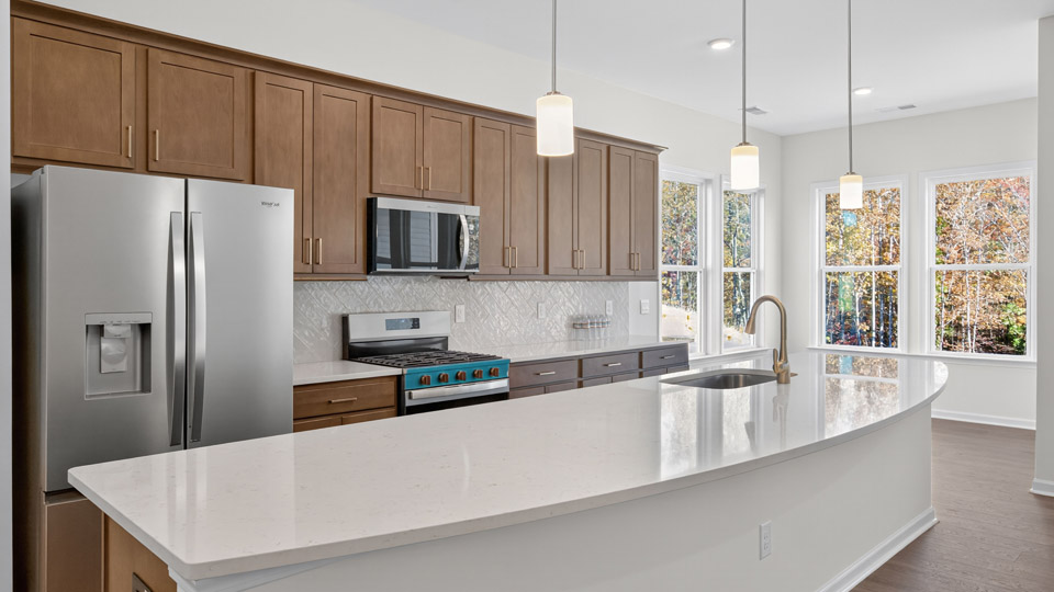 Kitchen with stainless-steel appliances