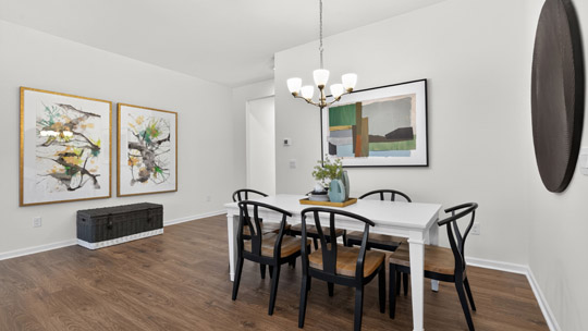 dining area with revwood flooring