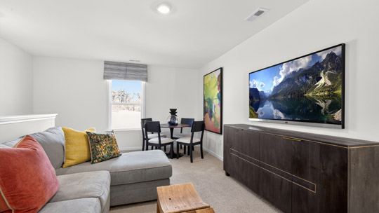 second floor bonus room with carpet flooring