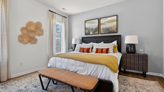 bedroom with revwood flooring