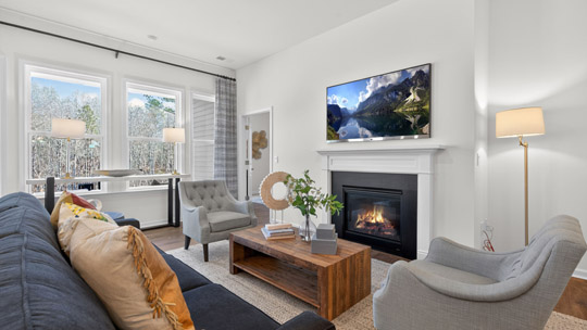 living room with fireplace