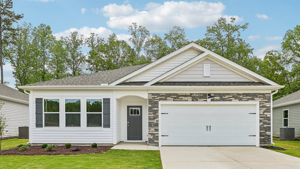 Aberdeen F front exterior with 2 car garage