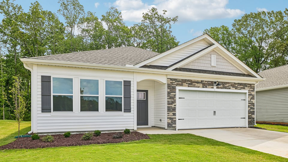 Aberdeen F front exterior with 2 car garage