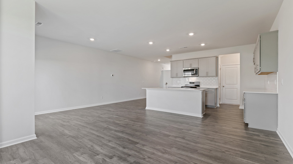 view of kitchen and living room space