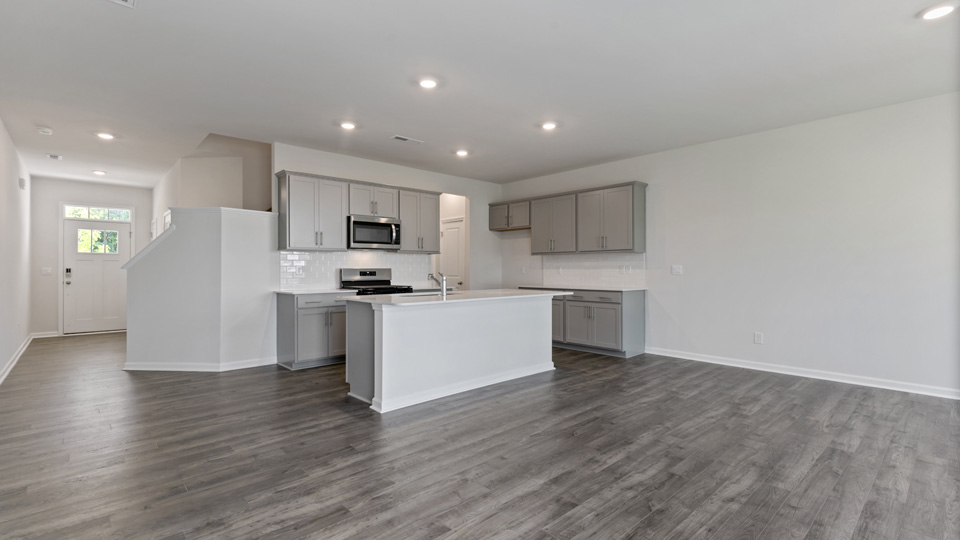 view of kitchen and living room space