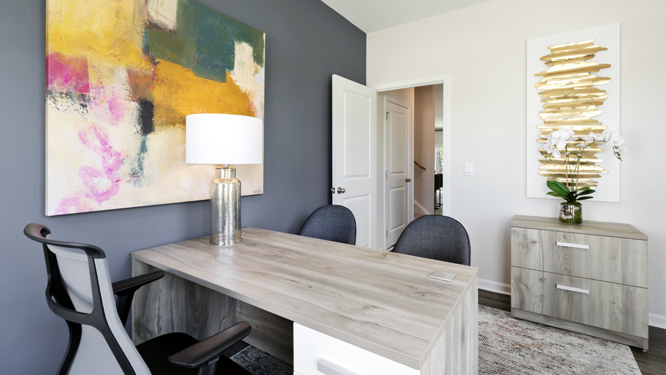 Bedroom or office with carpet flooring