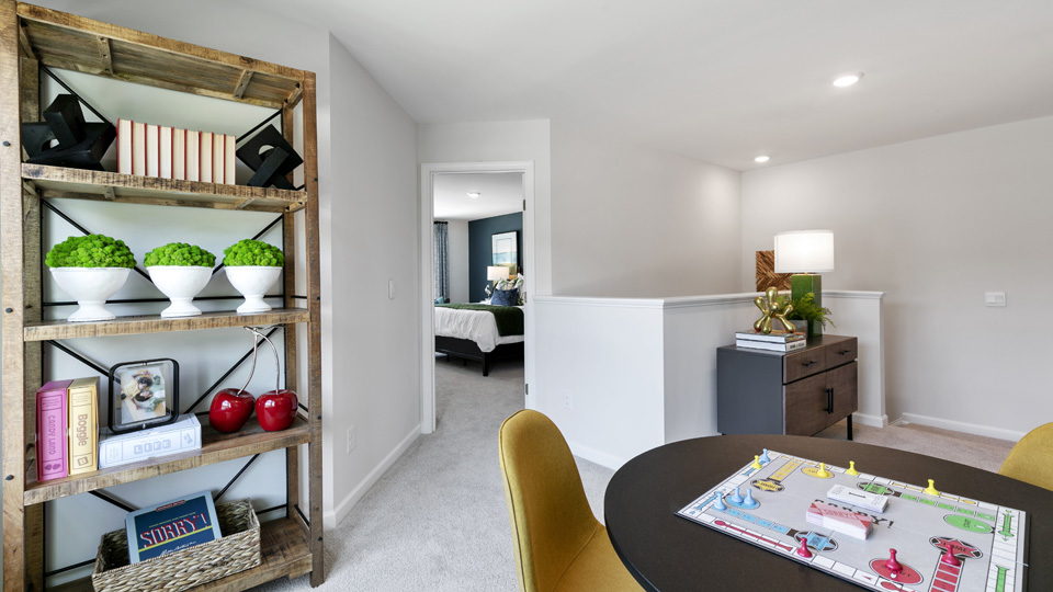 Loft with carpet flooring