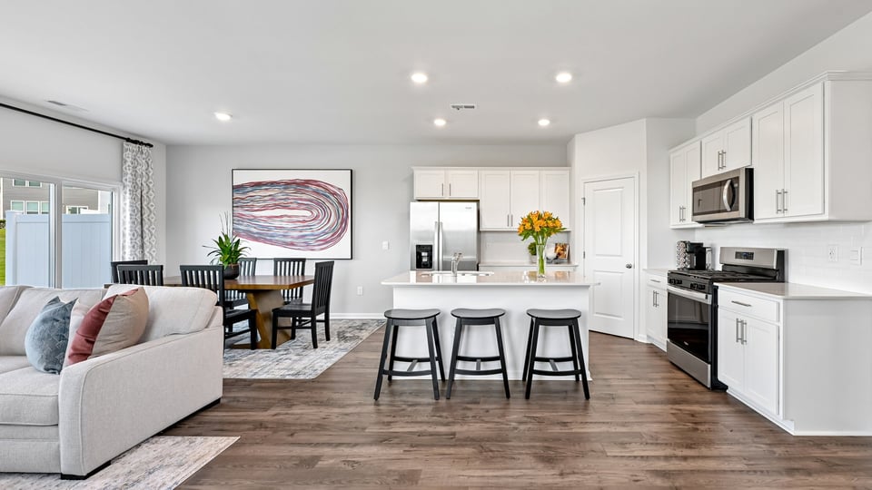 open kitchen with island