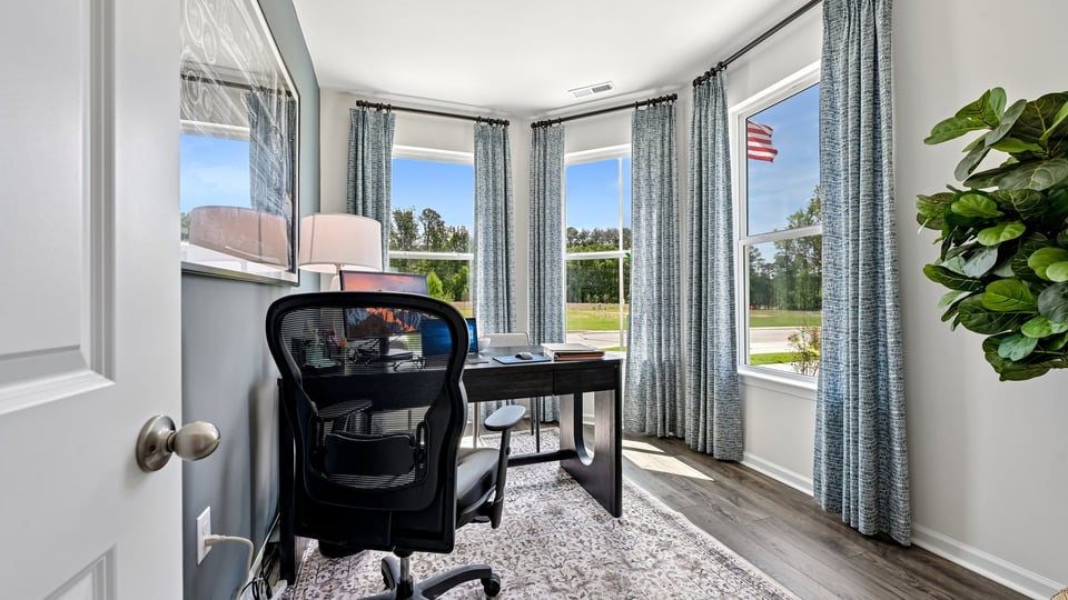 study or flex room with bay windows