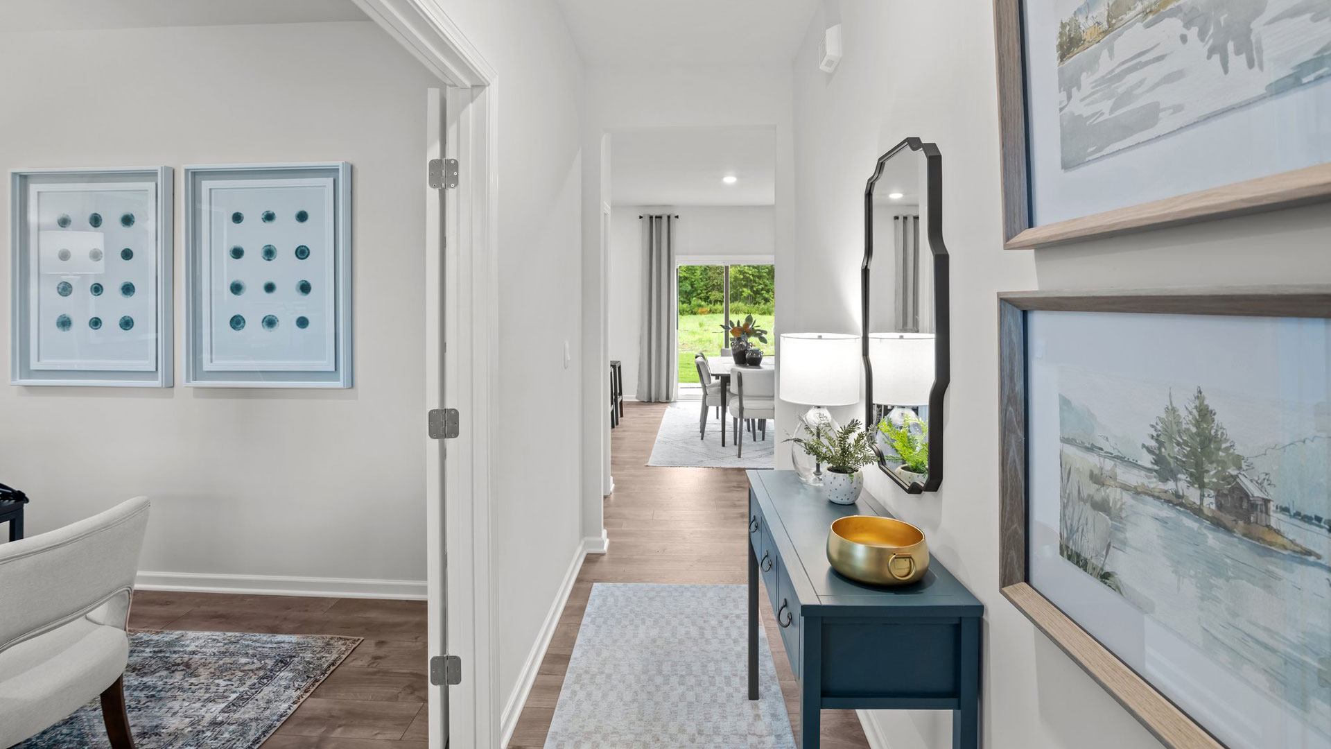 foyer entryway with study on left