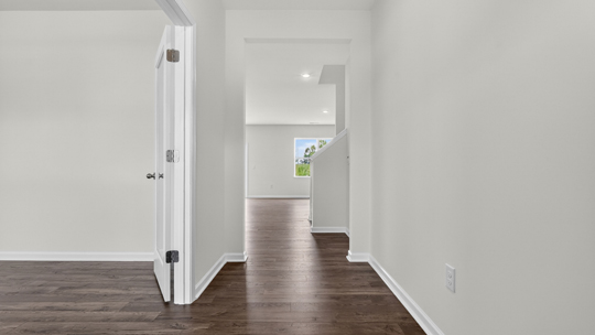 foyer entryway with study on the left