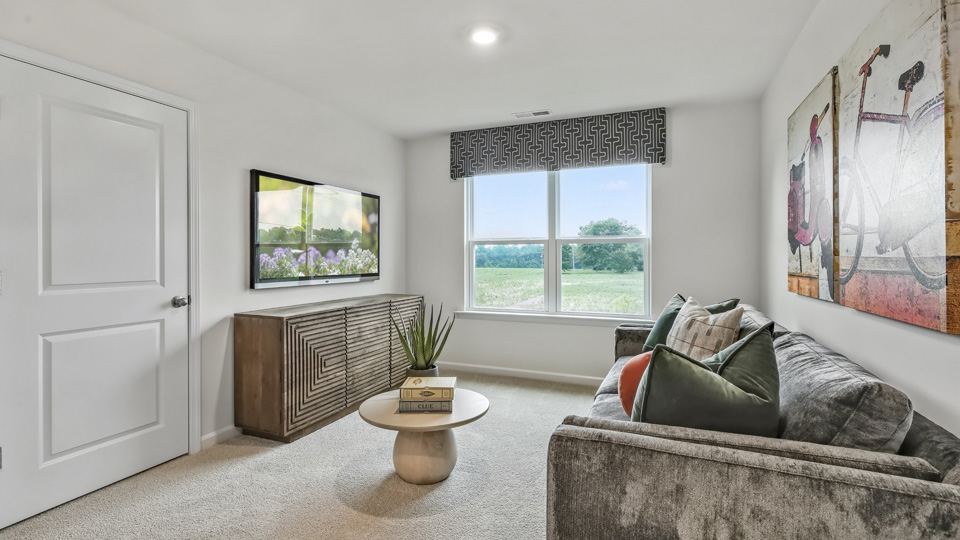 loft with carpet flooring