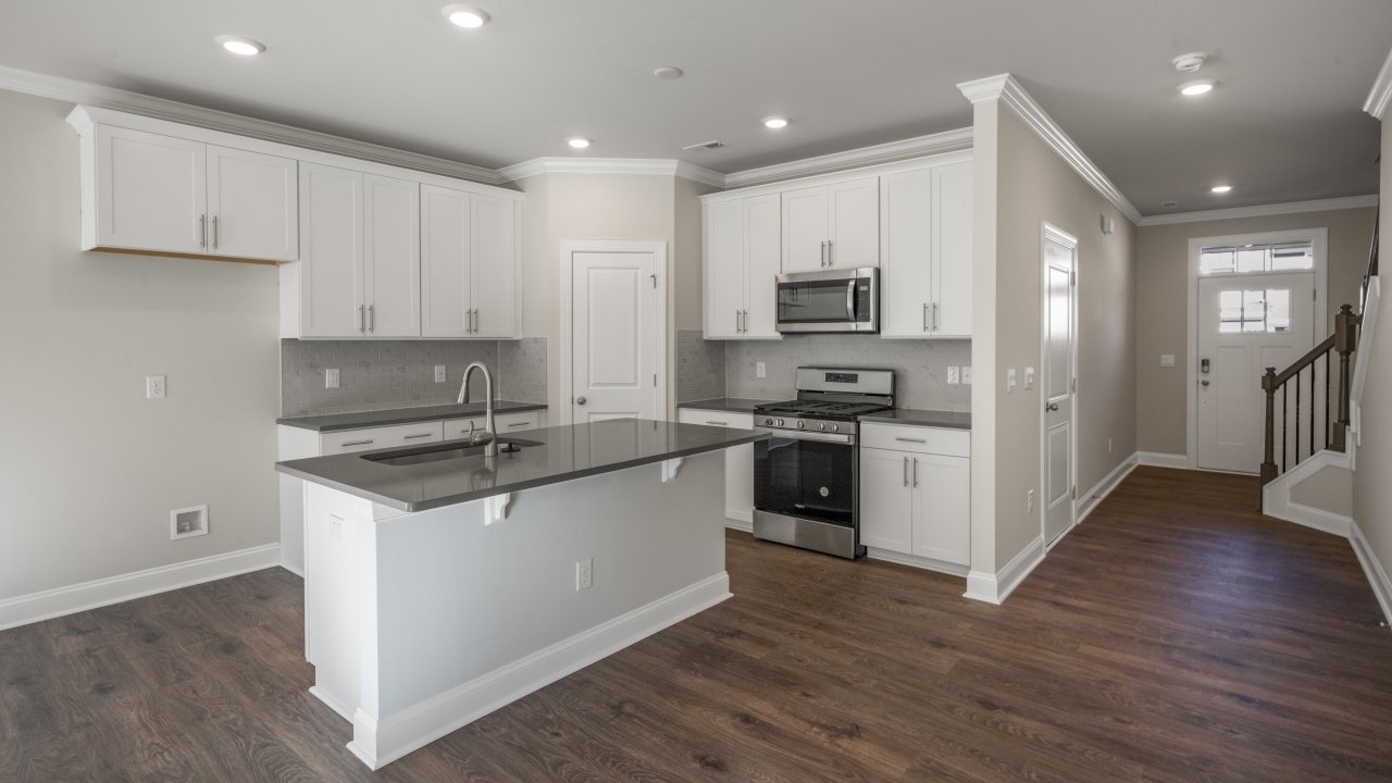 Kitchen with white cabinets
