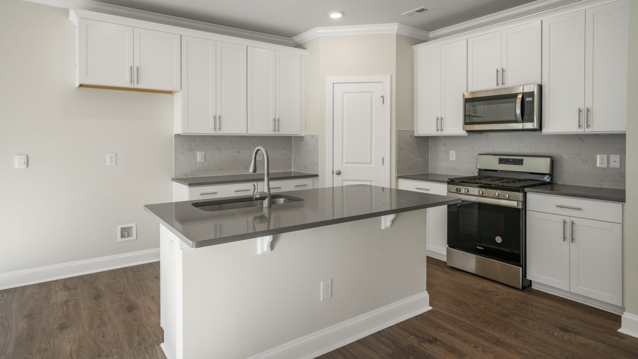 Kitchen with white cabinets