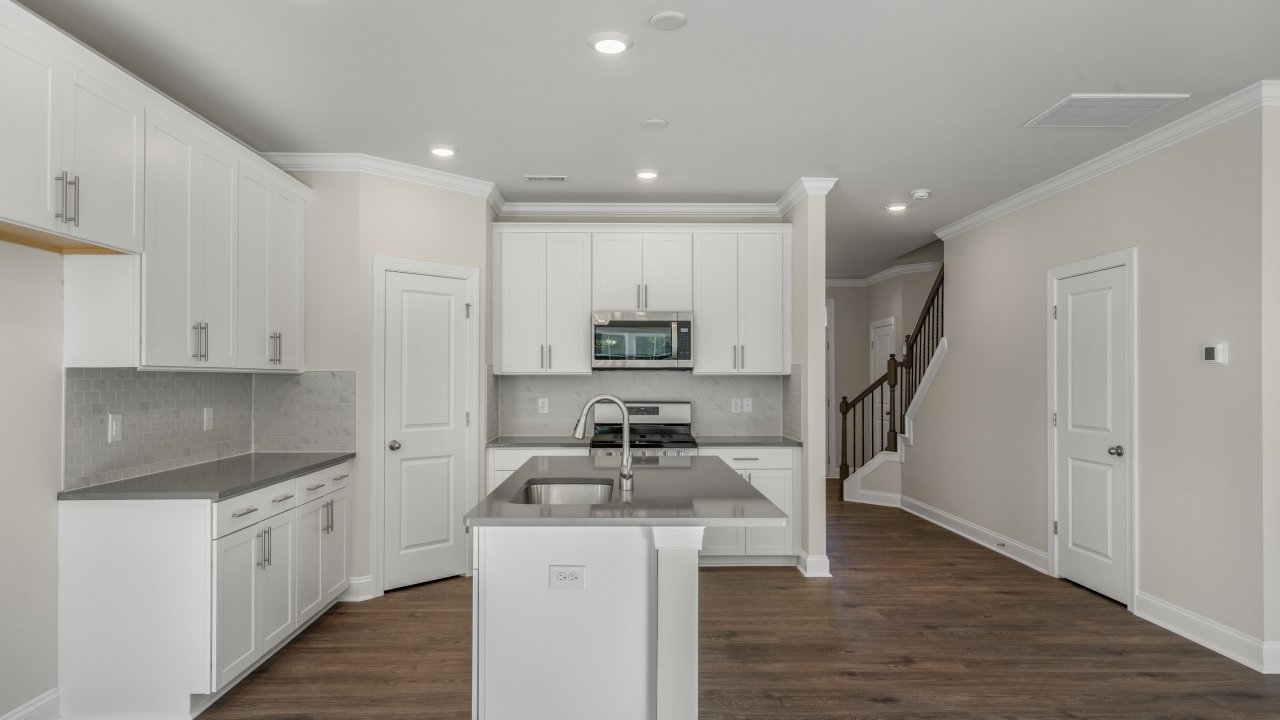Kitchen with white cabinets