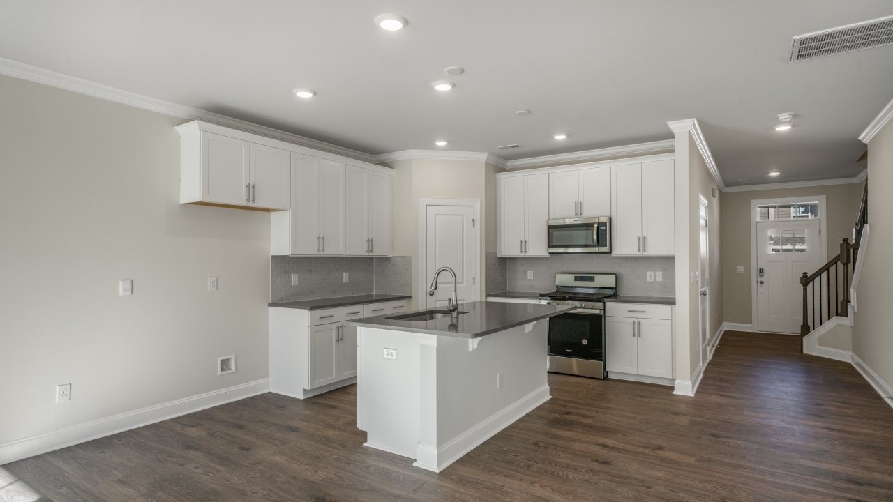 Kitchen with white cabinets