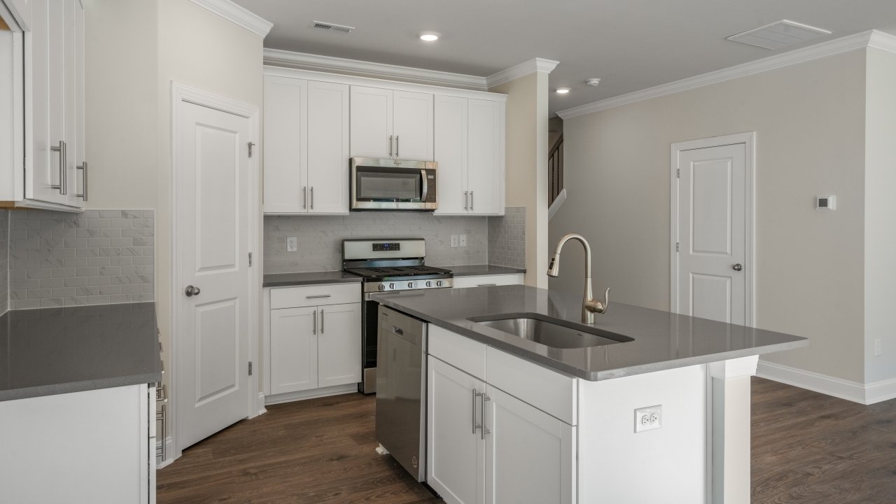 Kitchen with white cabinets
