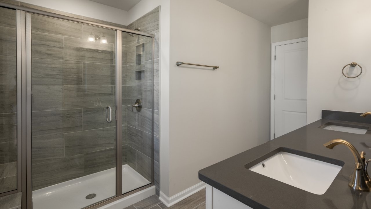 Bathroom with white cabinets